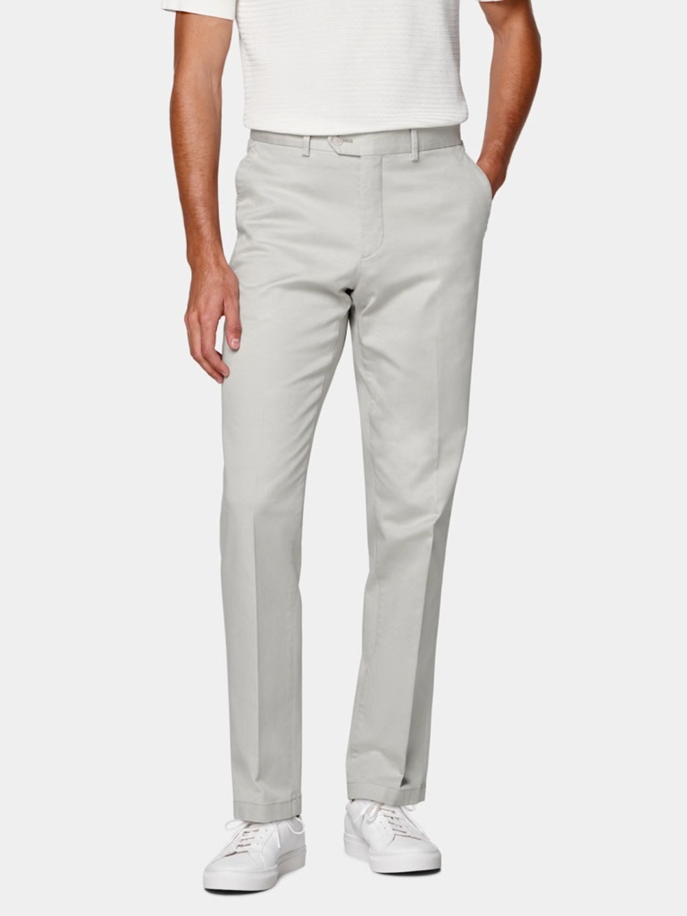 Suit Supply, Mens Light Grey Slim Leg Straight Chinos